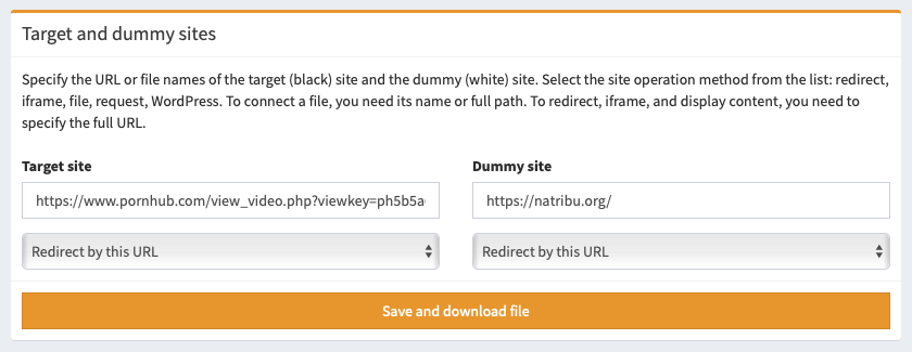 Download the filtering file for the site